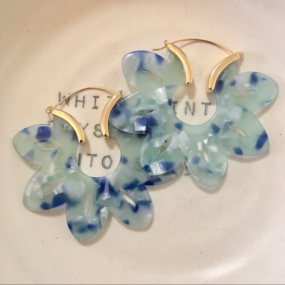 Jewelry - Big Colorful Floral Multi tone Hoop Earrings